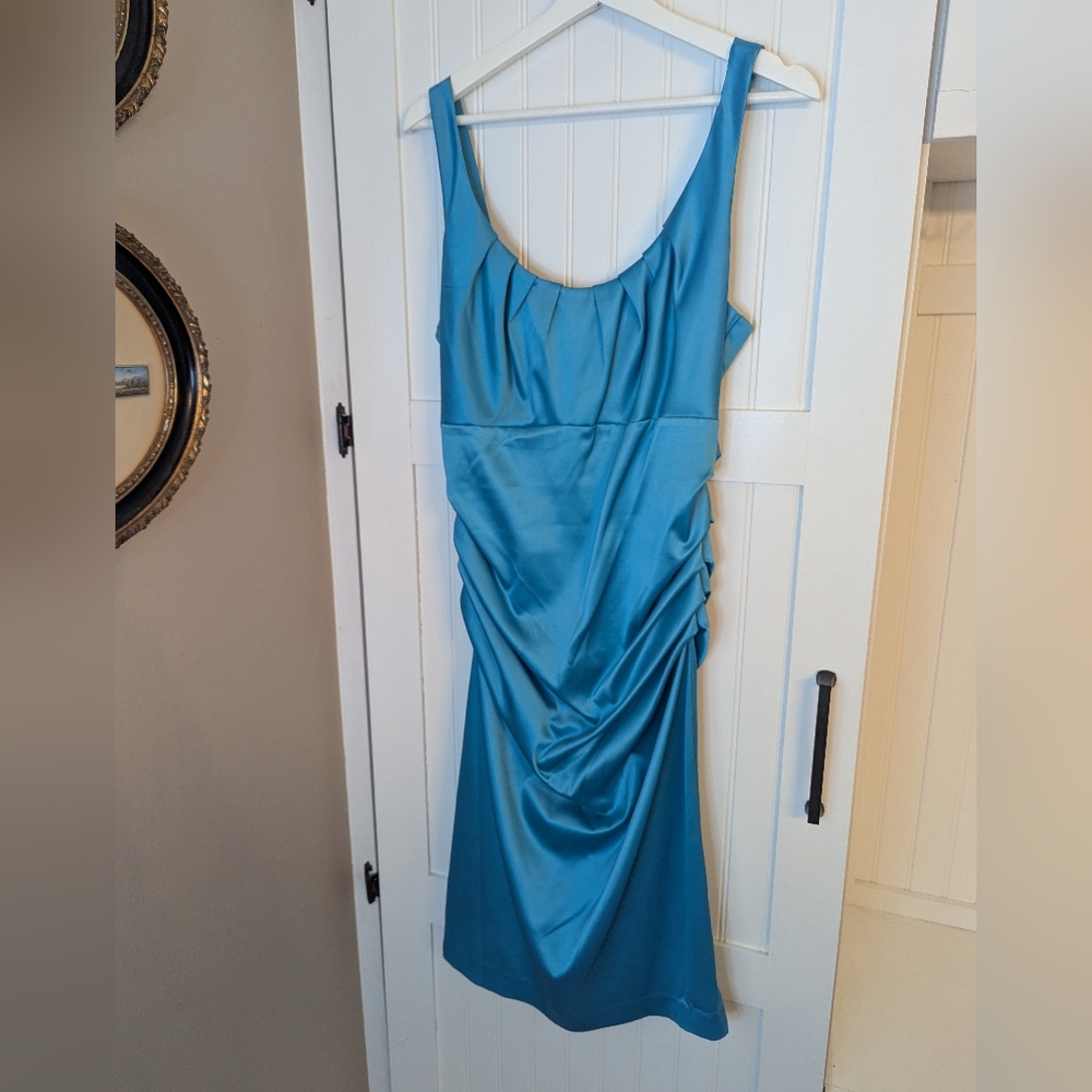 Suzi Chin Aqua Blue Backless Dress